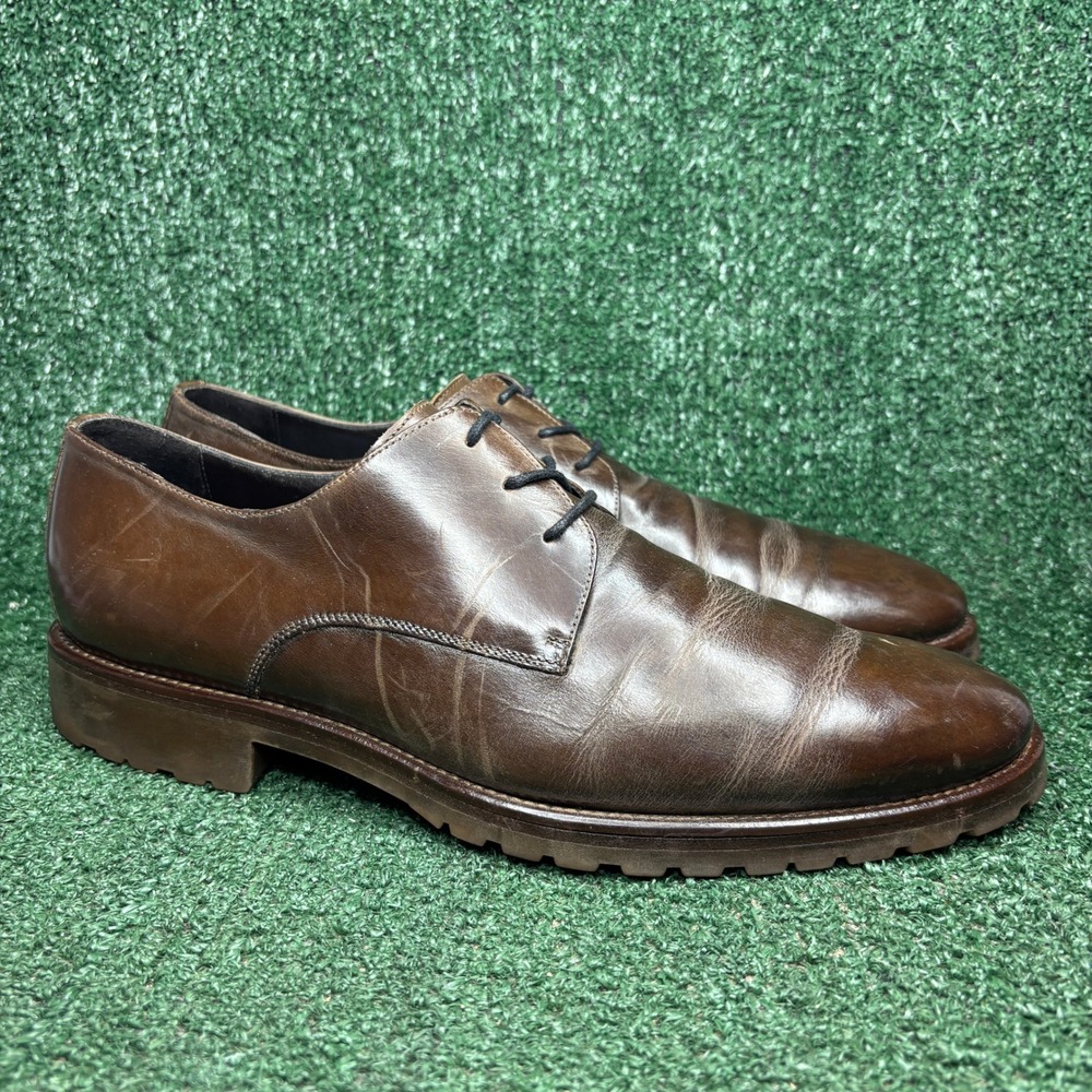 Johnston & Murphy‎ Handcrafted Italy Leather Lug Sole Derby Brown Mens Size 13 M